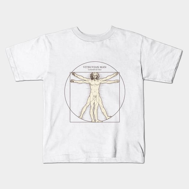 Vitruvian Man by Leonardo da Vinci Kids T-Shirt by Dyuba